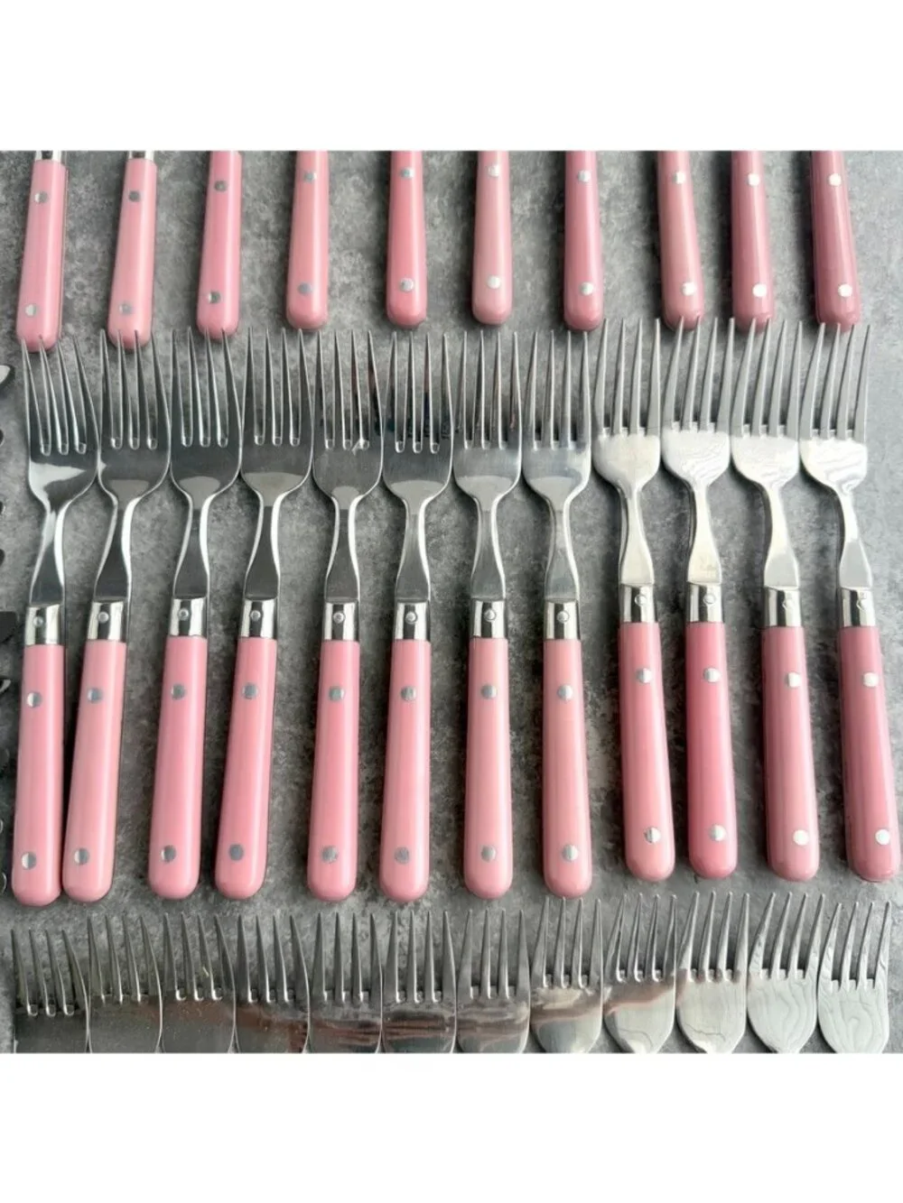 Carnival Stainless Flatware Korea Pink Handle Service For 12 Set Of 60 Pieces